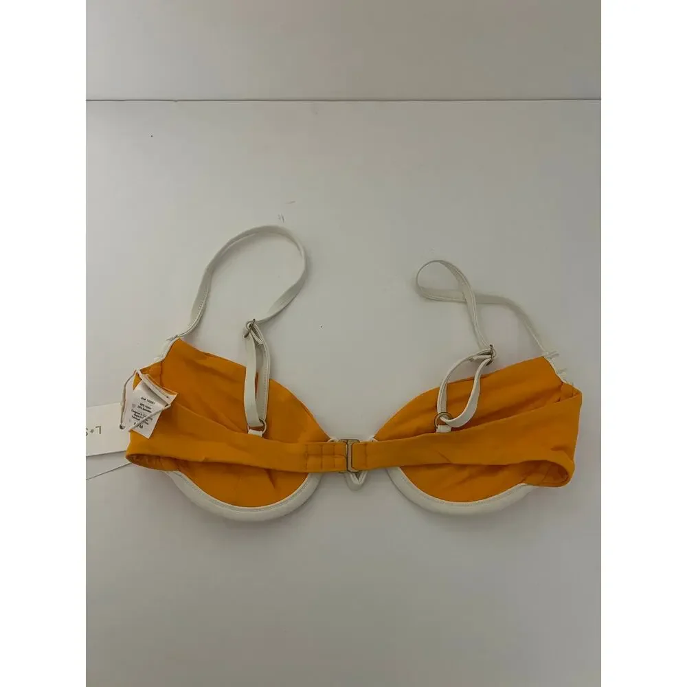 NWT L*Space Women's Nico Bikini Top Adjustable Straps Mango Orange Cream Size M